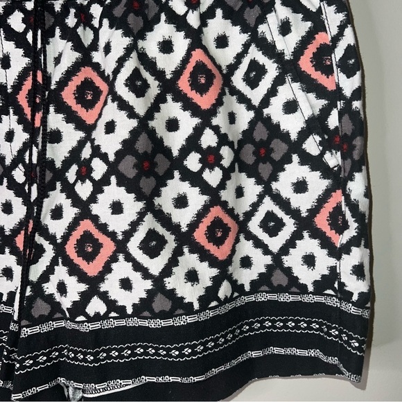 Loft Black and Pink Aztec Print Patchwork Linen Blend Shorts - Picture 3 of 7